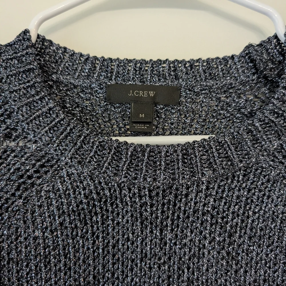 J. Crew, Women's Size Medium, Metallic Side Split‎ Sweater, Blue/Gray
